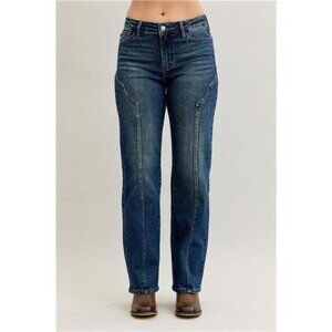 NWT Judy Blue Full Size Seam Detail Straight‎ Leg Jeans Plus Size